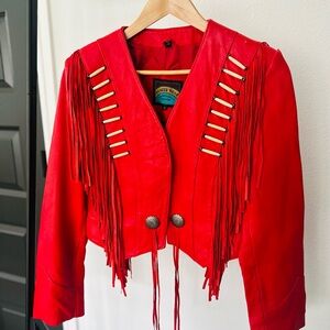 Pioneer Wear Red Leather Jacket - Size 6